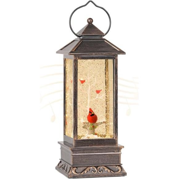 Other - Cardinal Christmas Decor, 12 Inch Musical Snow Globe Lantern, Battery Operated